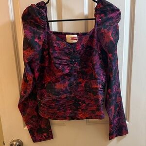 Elegant Floral Ruched Blouse